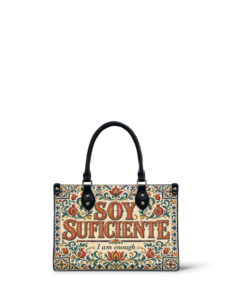 "Soy suficiente, tal y como soy" ver.1 Small Leather Handbag