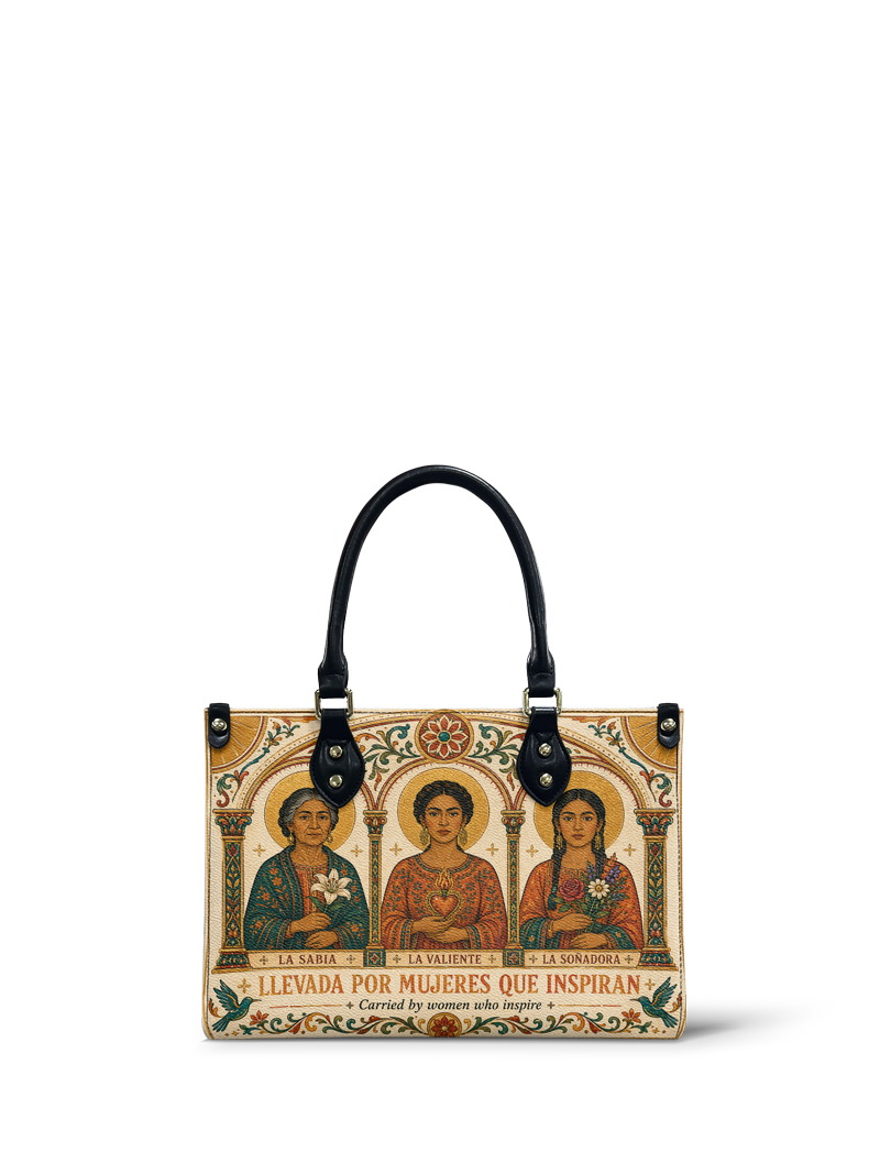 "Llevada por mujeres que inspiran" ver.1 Small Leather Handbag