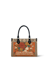 "Lleva su cultura como flores en flor" ver.3 Small Leather Handbag