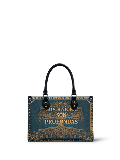 "Mis Raíces son Profundas" ver.2 Small Leather Handbag
