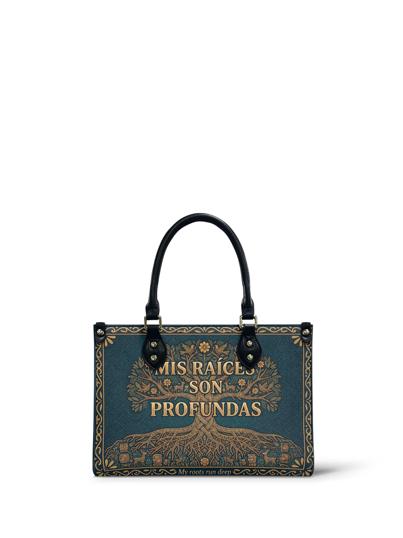 "Mis Raíces son Profundas" ver.2 Small Leather Handbag