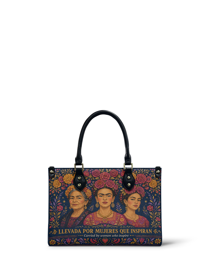 "Llevada por mujeres que inspiran" ver.2 Small Leather Handbag