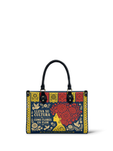"Lleva su cultura como flores en flor" ver.2 Small Leather Handbag