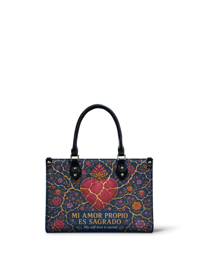 "Mi amor propio es sagrado" ver.3 Small Leather Handbag