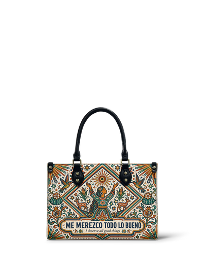 "Me merezco todo lo bueno" ver.5 Small Leather Handbag
