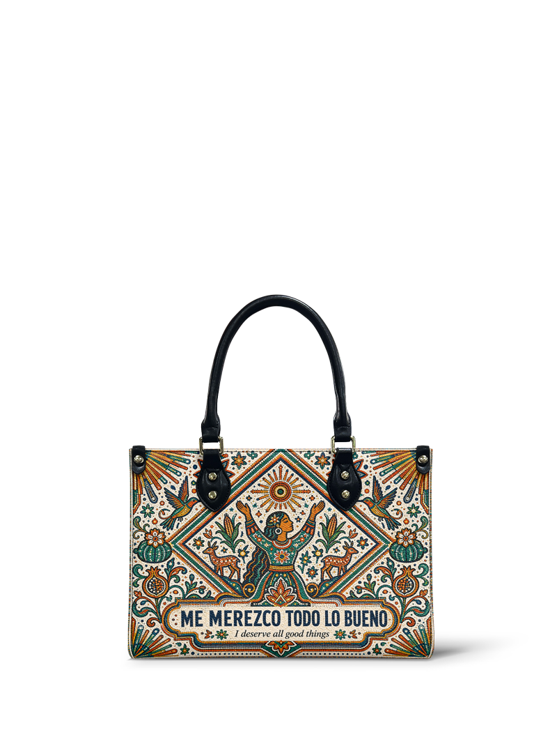 "Me merezco todo lo bueno" ver.5 Small Leather Handbag