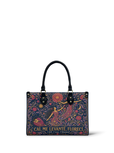 "Caí, me levanté, florecí" ver.5 Small Leather Handbag