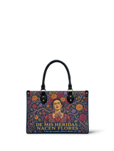"De mis heridas nacen flores" ver.3 Small Leather Handbag