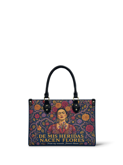 "De mis heridas nacen flores" ver.3 Small Leather Handbag
