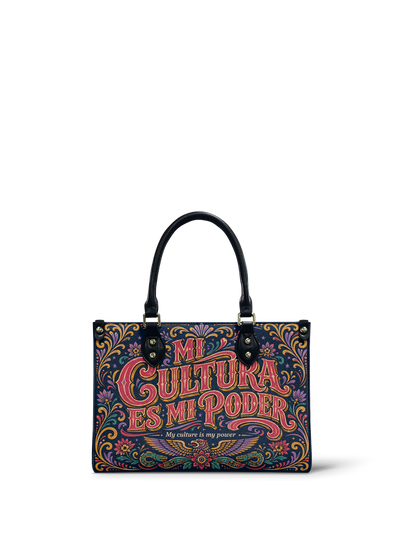 "Mi cultura es mi poder" ver.2 Small Leather Handbag