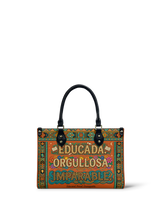 "Educada. Orgullosa. Imparable" ver.1 Small Leather Handbag