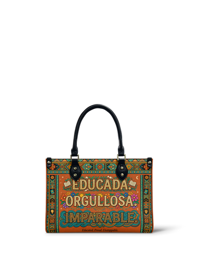 "Educada. Orgullosa. Imparable" ver.1 Small Leather Handbag