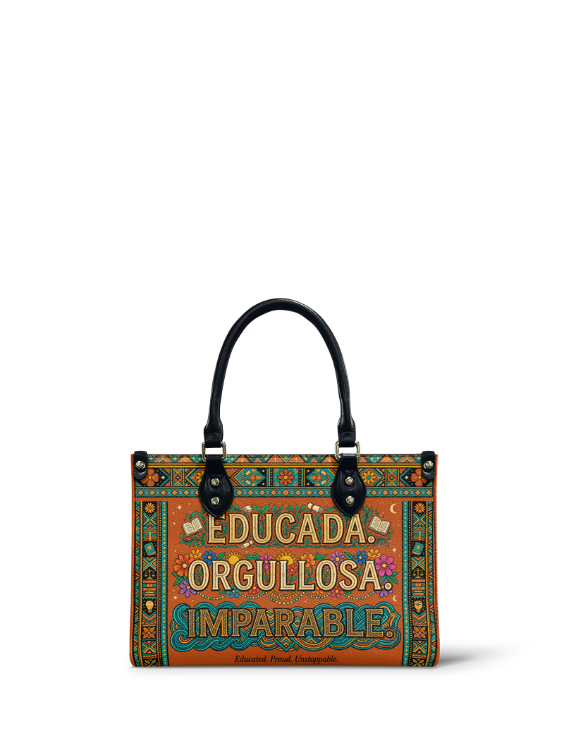"Educada. Orgullosa. Imparable" ver.1 Small Leather Handbag
