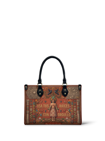 "Usa tus raíces con orgullo" ver.1 Small Leather Handbag