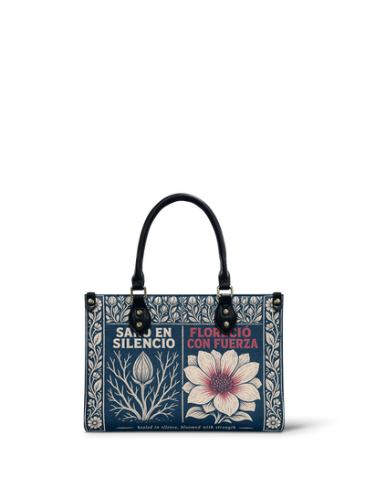 "Sanó en silencio, floreció con fuerza" ver.1 Small Leather Handbag