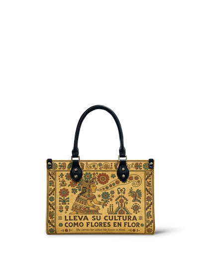 "Lleva su cultura como flores en flor" ver.5 Small Leather Handbag