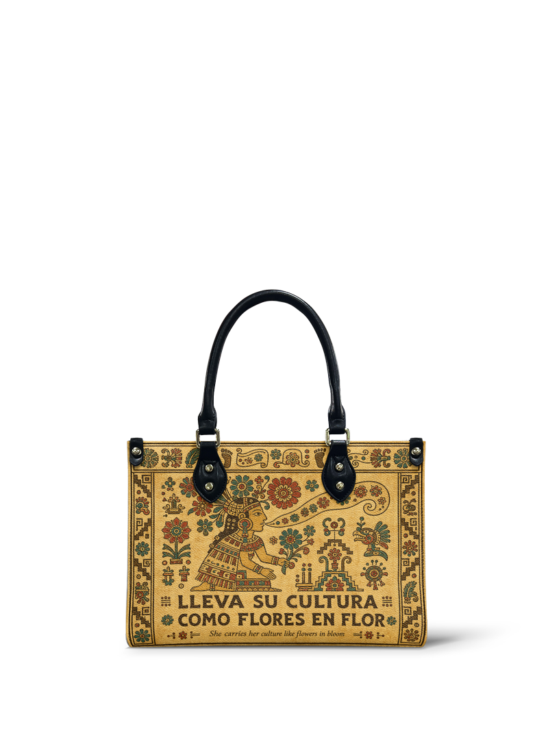 "Lleva su cultura como flores en flor" ver.5 Small Leather Handbag