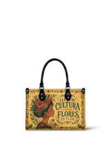 "Lleva su cultura como flores en flor" ver.1 Small Leather Handbag