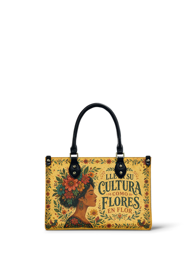 "Lleva su cultura como flores en flor" ver.1 Small Leather Handbag