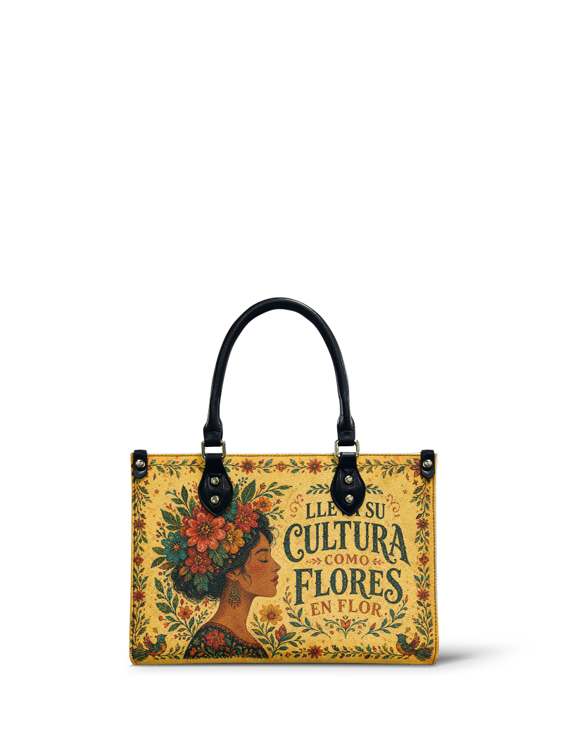 "Lleva su cultura como flores en flor" ver.1 Small Leather Handbag