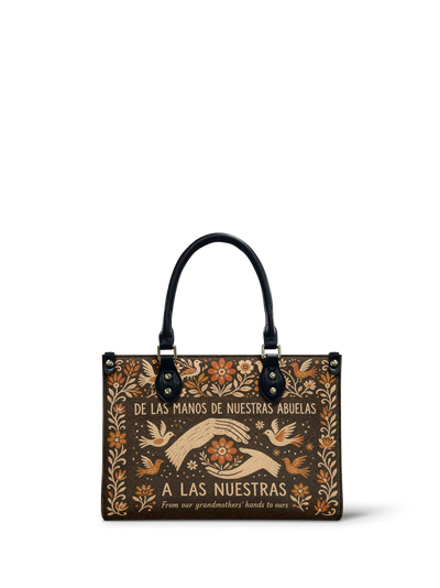 "De las manos de nuestras abuelas a las nuestras" ver.2 Small Leather Handbag
