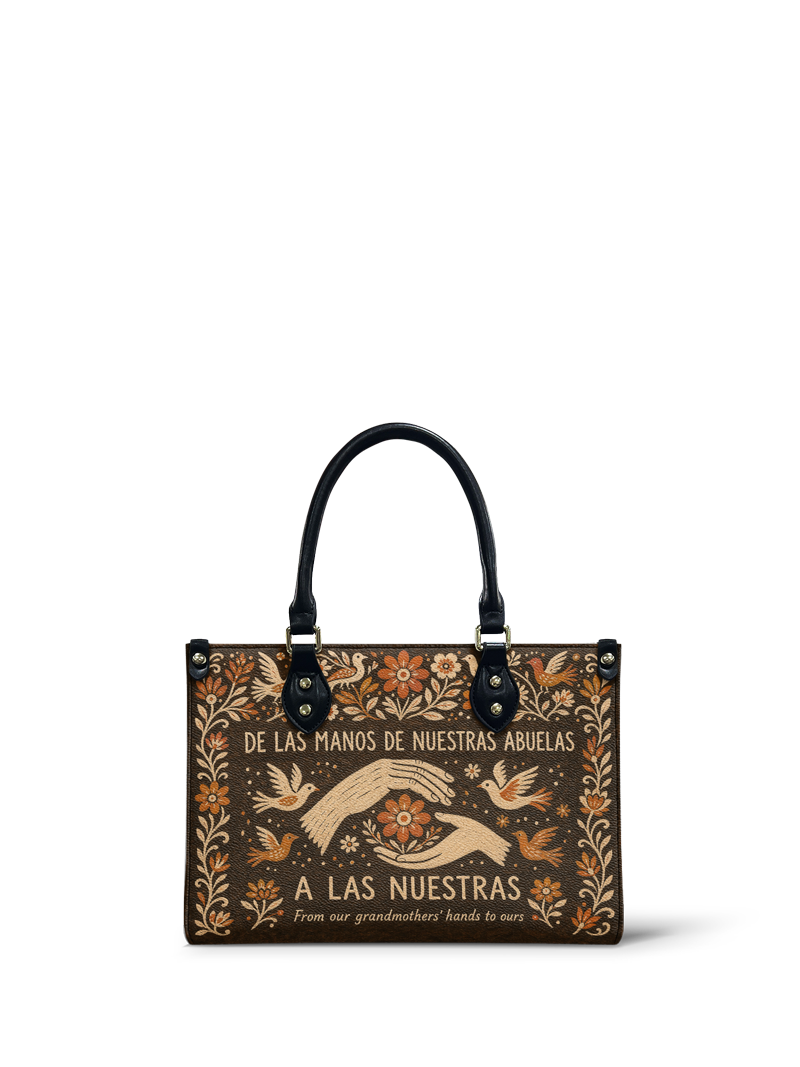 "De las manos de nuestras abuelas a las nuestras" ver.2 Small Leather Handbag