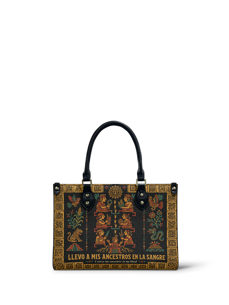 "Llevo a mis ancestros en la sangre" ver.2 Small Leather Handbag