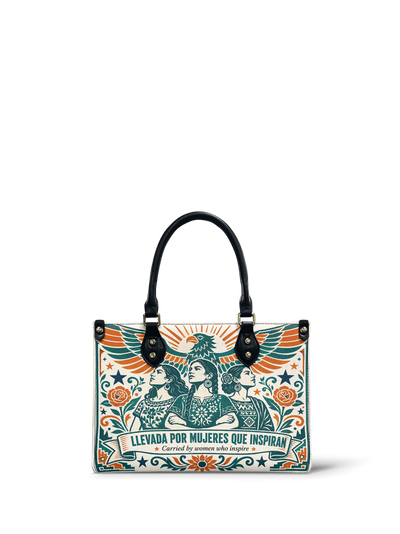 "Llevada por mujeres que inspiran" ver.3 Small Leather Handbag