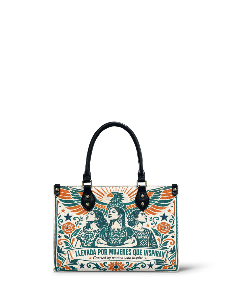 "Llevada por mujeres que inspiran" ver.3 Small Leather Handbag