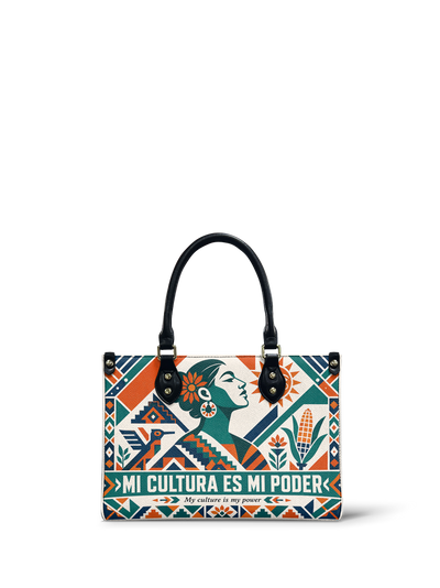 "Mi cultura es mi poder" ver.4 Small Leather Handbag