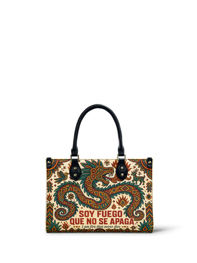 "Soy fuego que no se apaga" ver.2 Small Leather Handbag