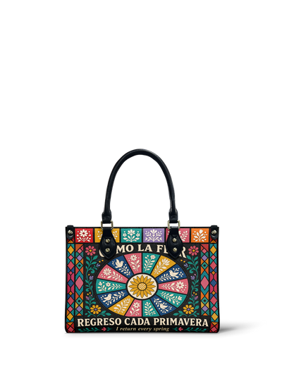 "Como la flor, regreso cada primavera" ver.2 Small Leather Handbag