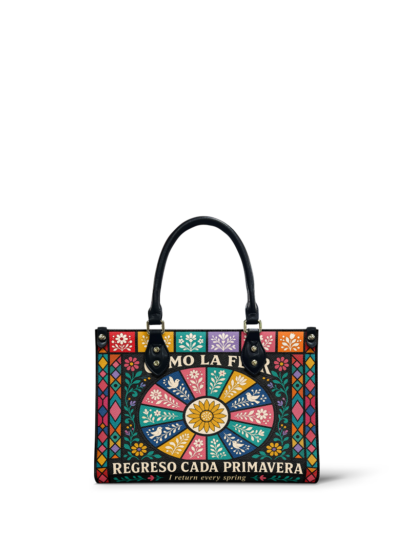 "Como la flor, regreso cada primavera" ver.2 Small Leather Handbag