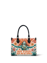 "Soy fuego que no se apaga" ver.4 Small Leather Handbag