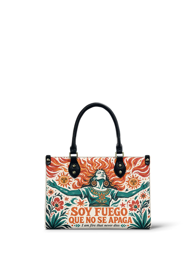 "Soy fuego que no se apaga" ver.4 Small Leather Handbag