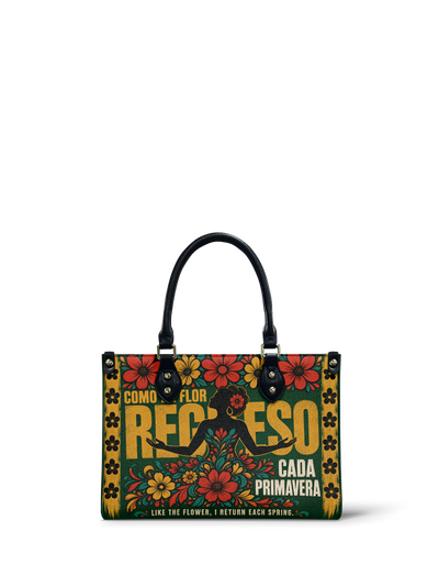 "Como la flor, regreso cada primavera" ver.1 Small Leather Handbag