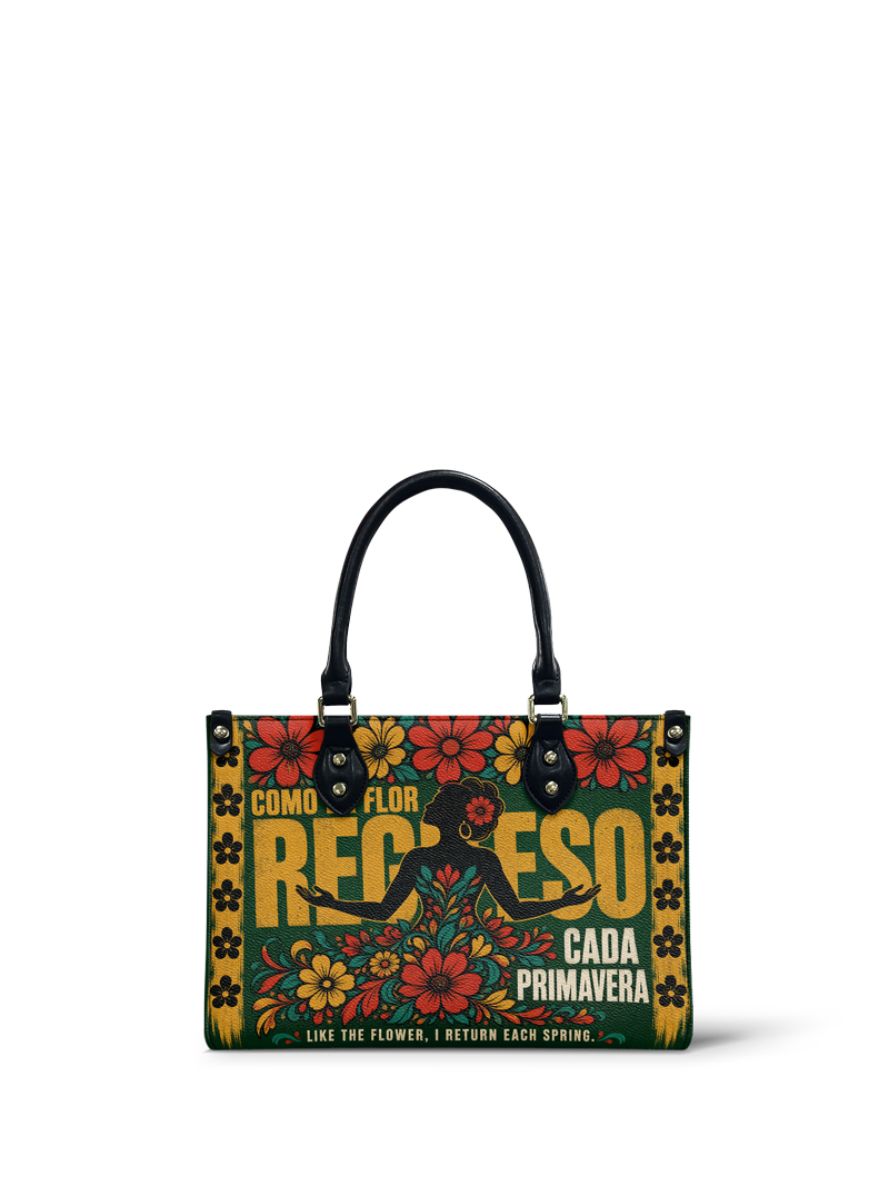 "Como la flor, regreso cada primavera" ver.1 Small Leather Handbag
