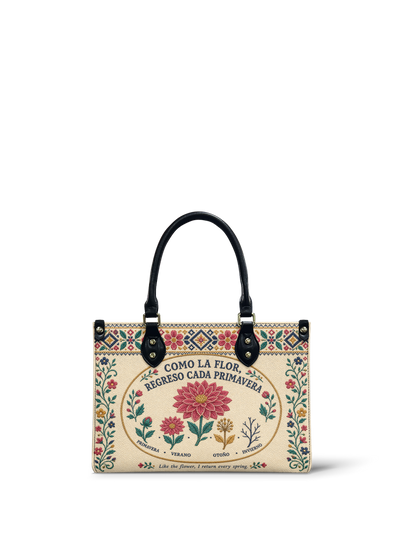 "Como la flor, regreso cada primavera" ver.3 Small Leather Handbag