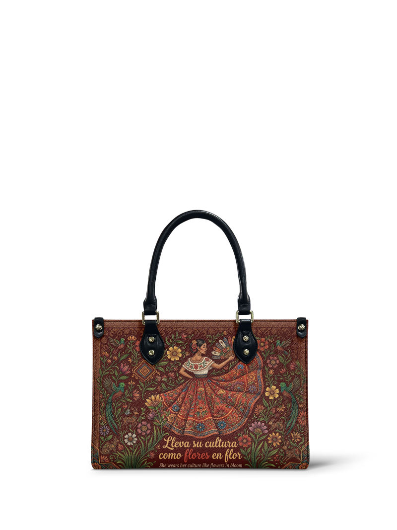 "Nacida de la tierra, hecha para el mundo" ver.5 Small Leather Handbag