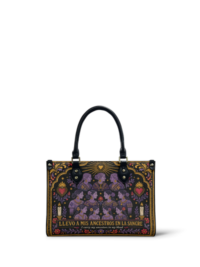 "Llevo a mis ancestros en la sangre" ver.3 Small Leather Handbag