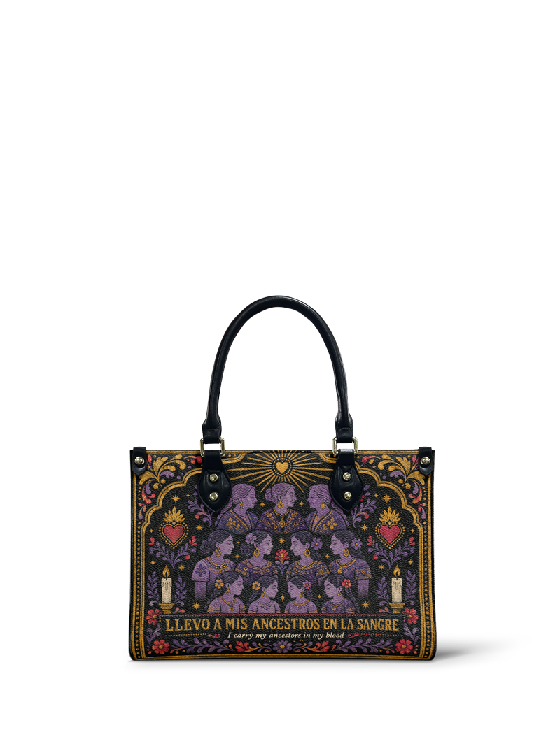 "Llevo a mis ancestros en la sangre" ver.3 Small Leather Handbag