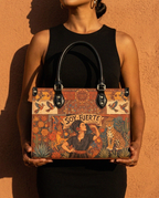 "Soy Fuerte" ver.1 Leather Handbag - front view | Paleta Bags