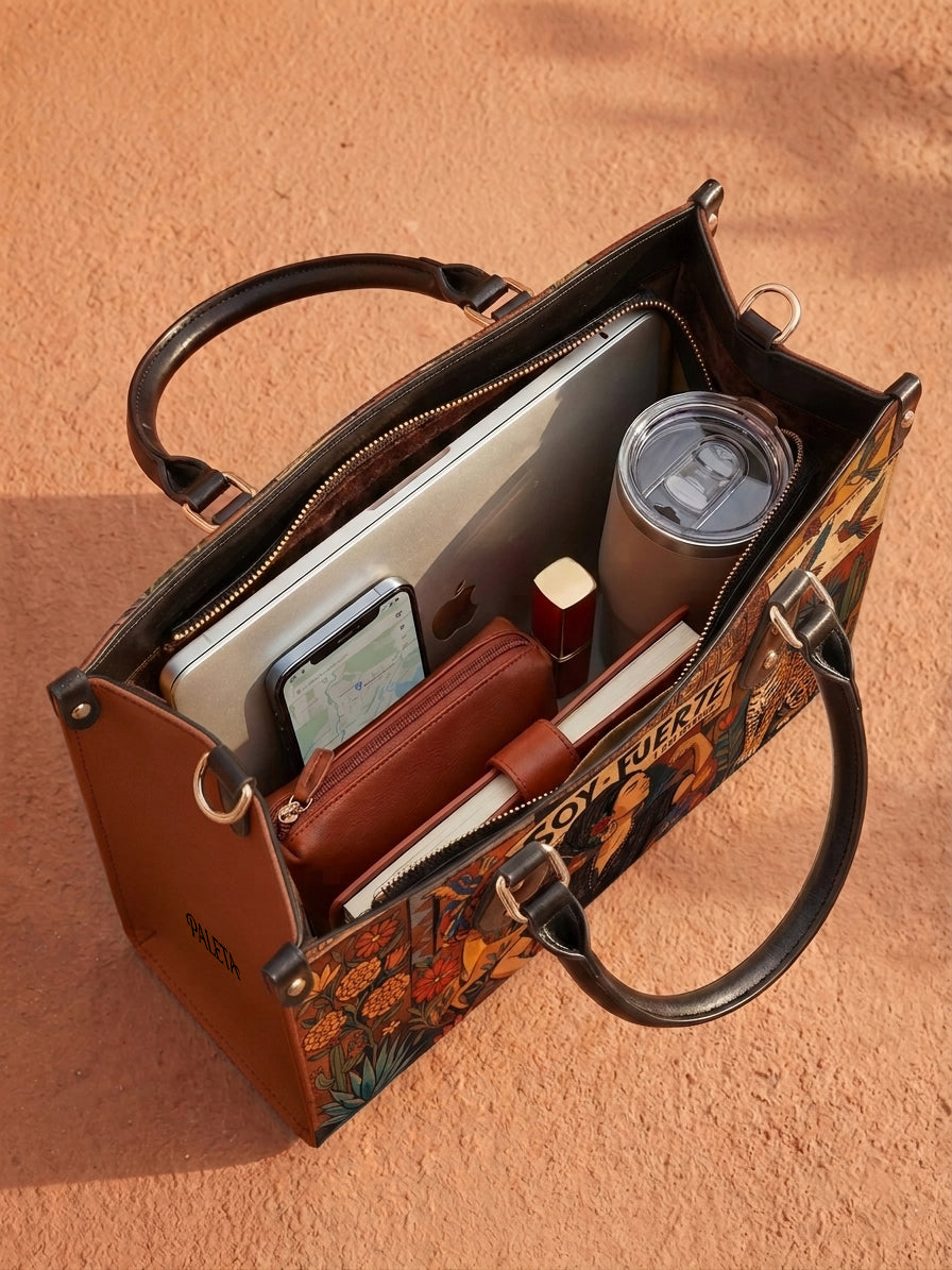 "Soy Fuerte" ver.1 Leather Handbag - detail | Paleta Bags