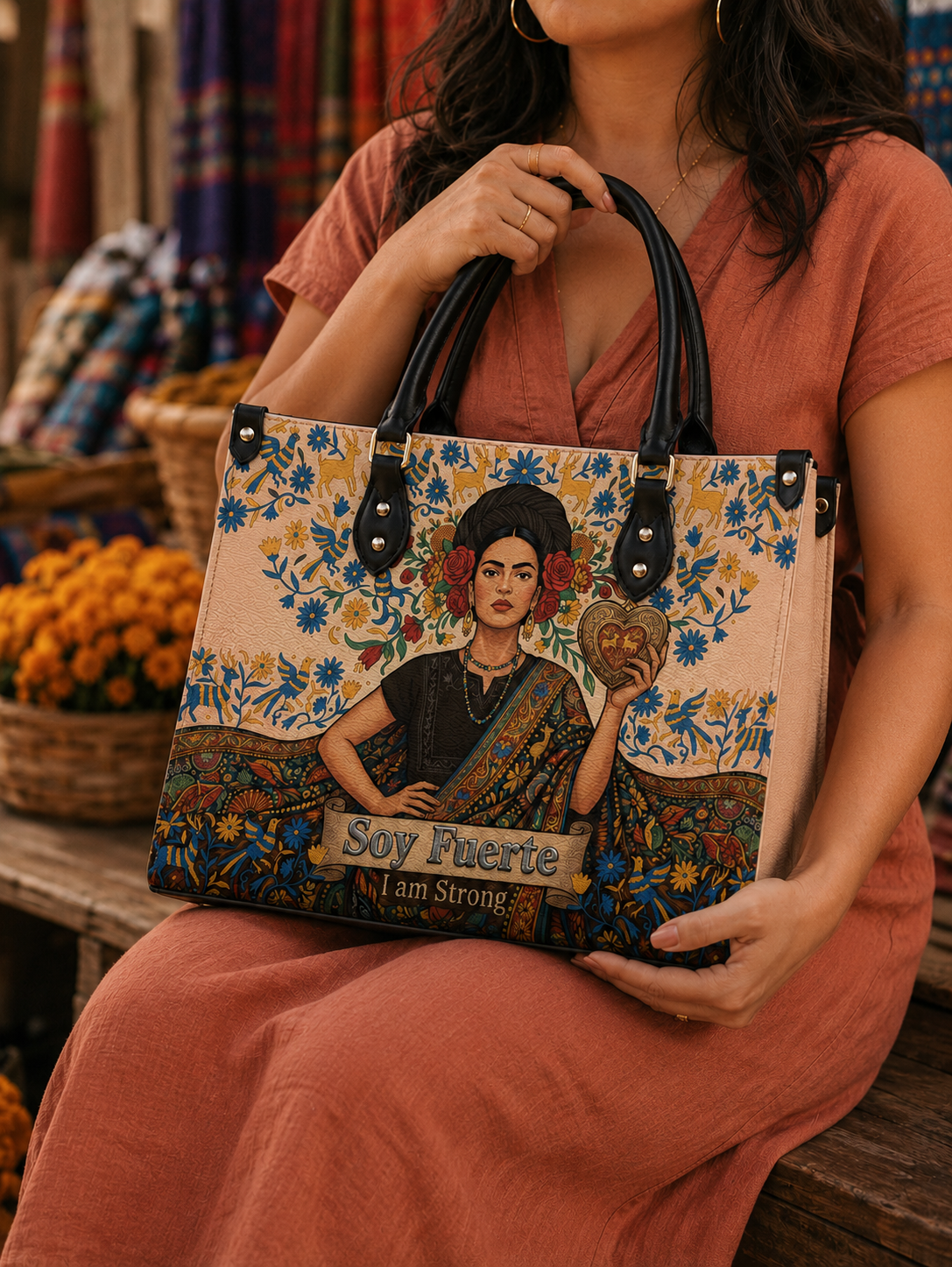 "Soy Fuerte" ver.3 Leather Handbag